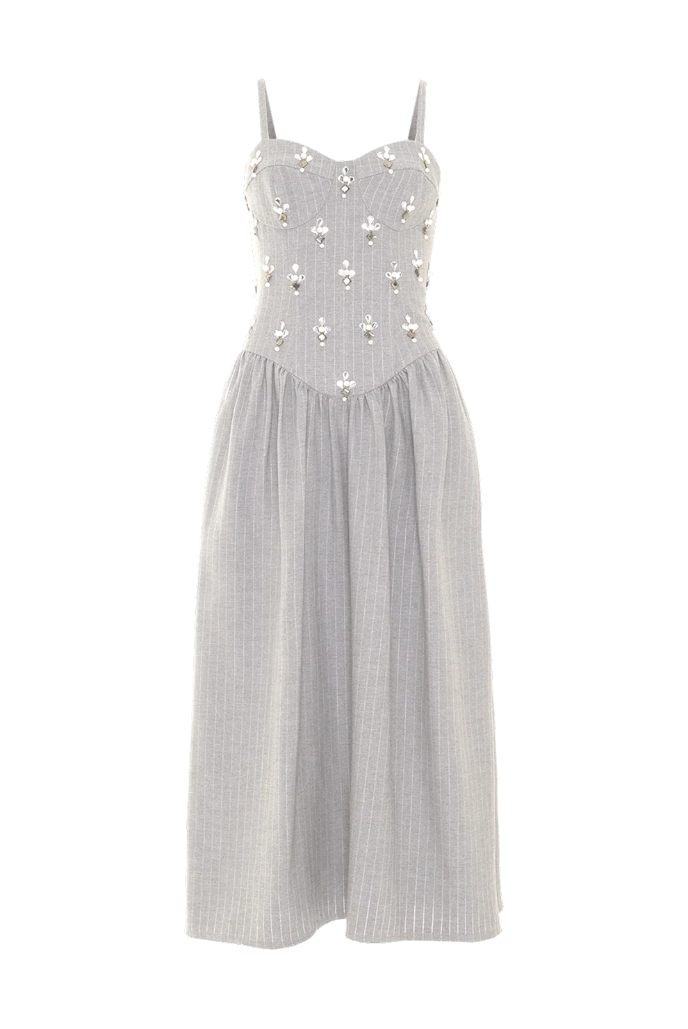 Metallic Pinstripe Midi Dress