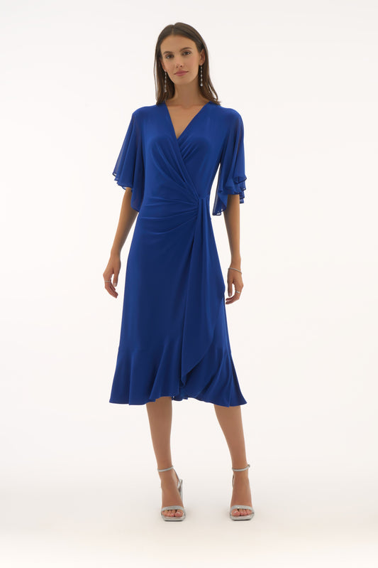Signature | Silky Knit And Chiffon Flowy Wrap Dress