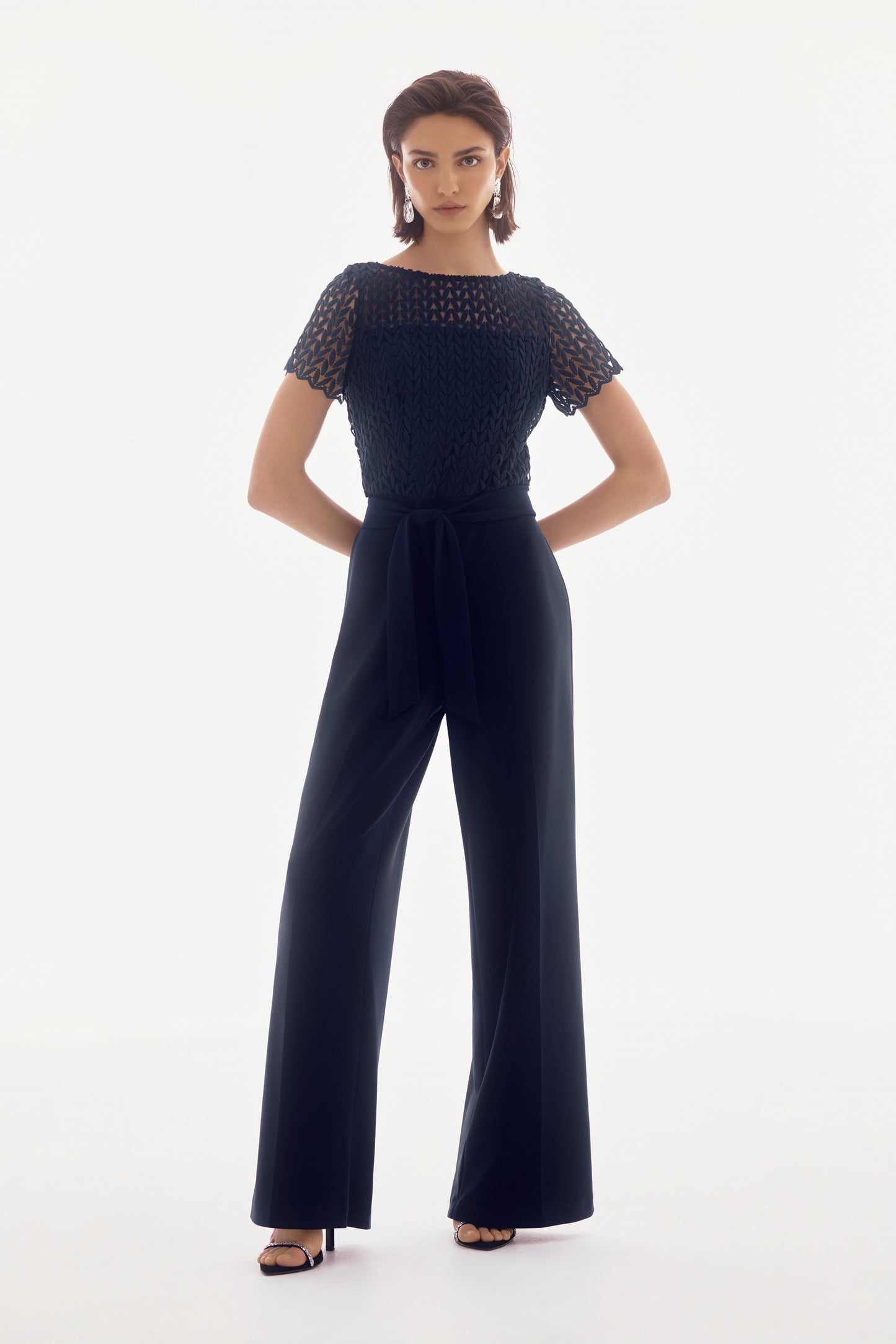 Signature | Silky Knit And Guipure Wide Leg Jumpsuit