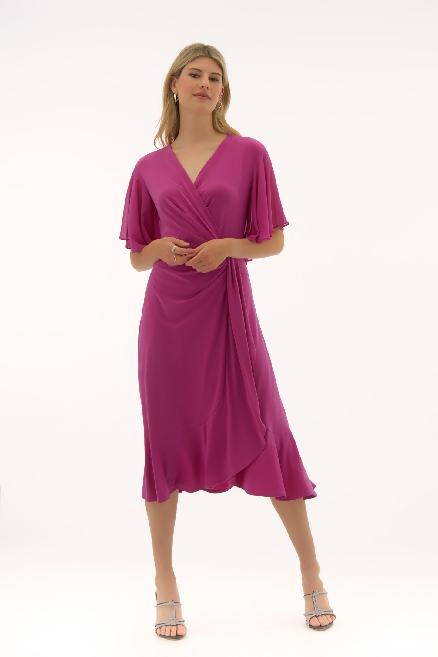 Signature | Silky Knit And Chiffon Flowy Wrap Dress